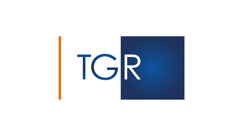 a blue and orange logo with the letter tgir